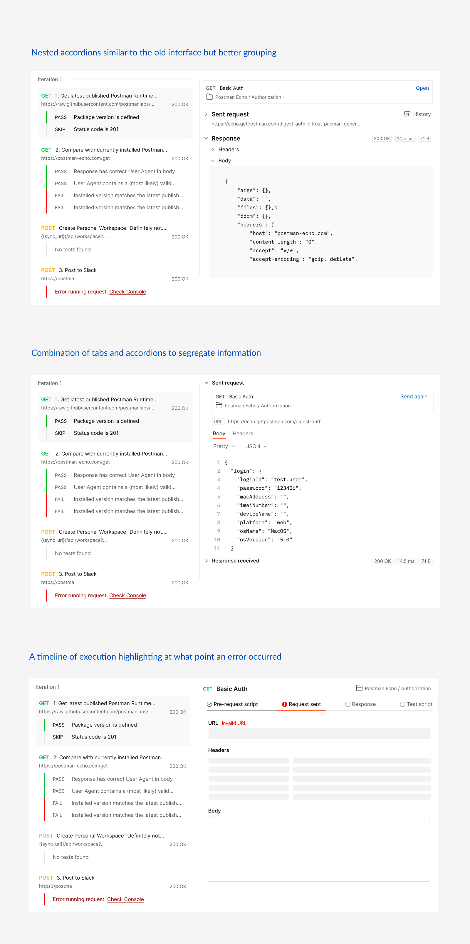 Showing various layout and UI approaches