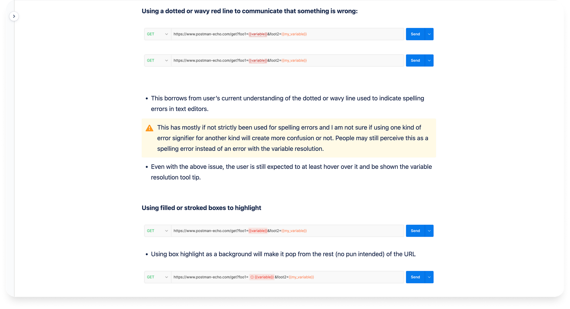 Screenshot from a document written to analyse explorations