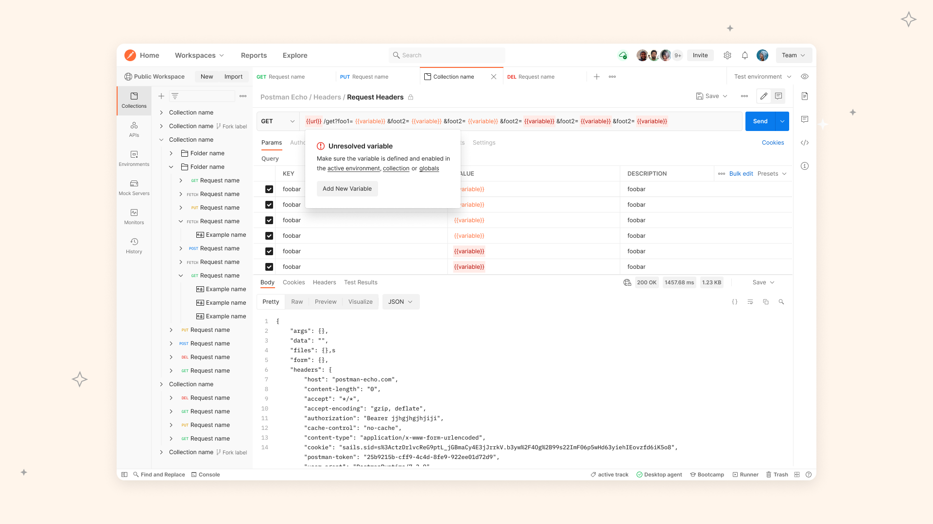 A table with finalised design elements