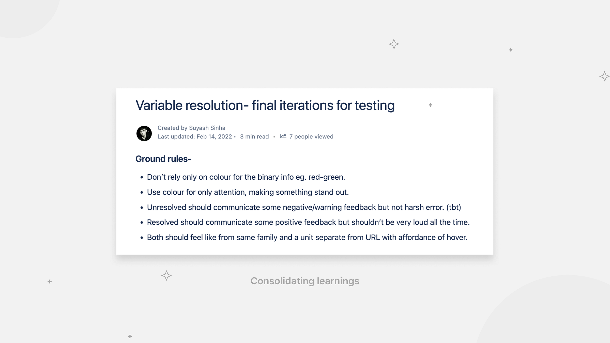 Screenshot from a document written to analyse explorations